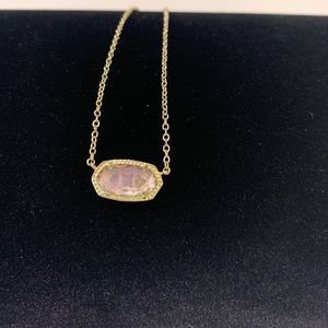 Elisa Gold Short Pendant Necklace In Amethyst